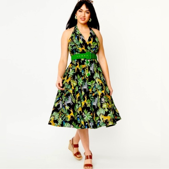 Unique Vintage Dresses & Skirts - Unique Vintage Tarrytown Hostess Jungle Print Dress: S